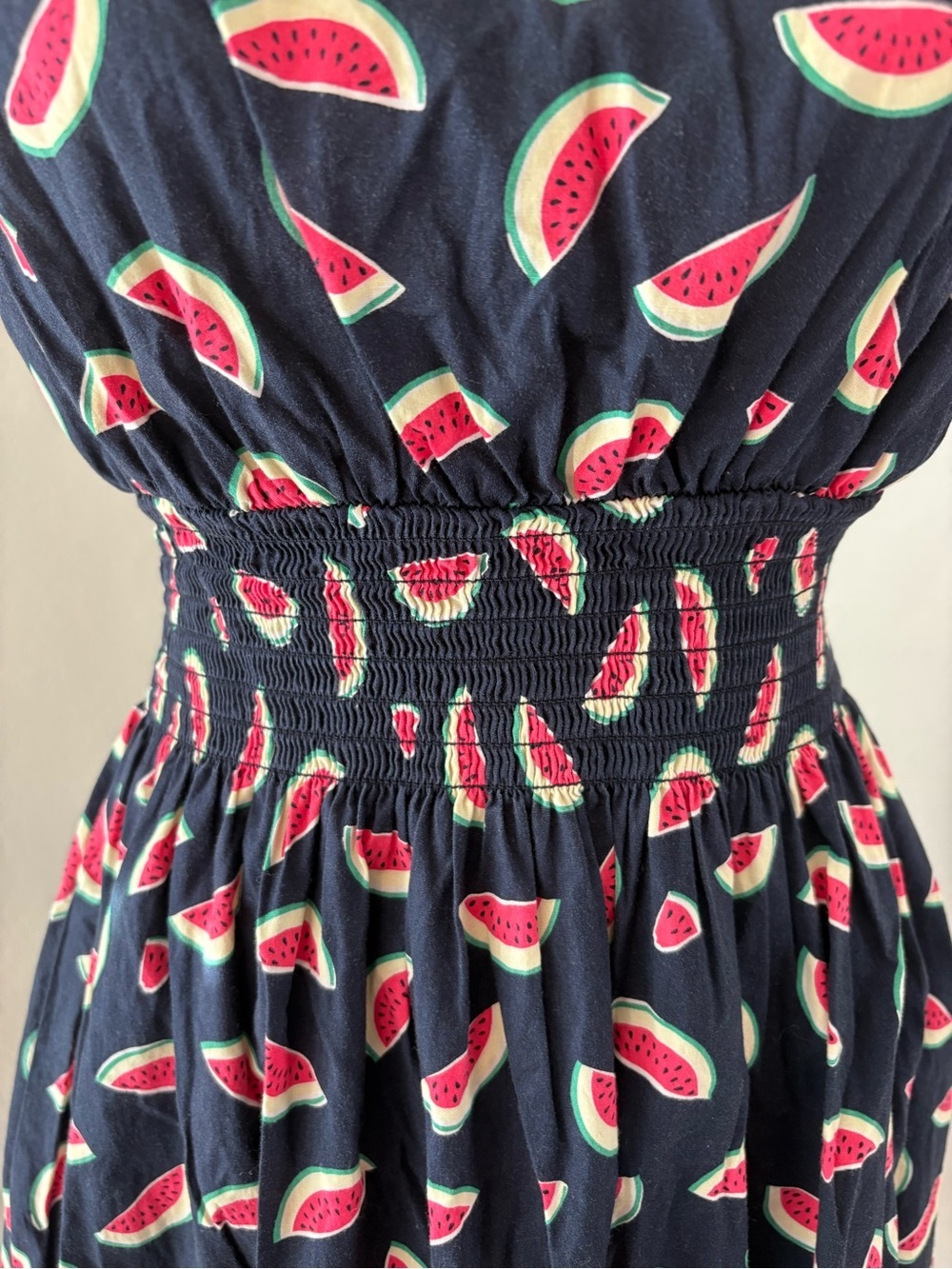 Kate Spade Watermelon Party Dress Knee Length Boat Neck Smocked Waist XL - Picture 4 of 10